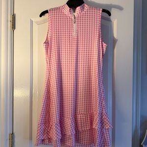 Pink Houndstooth Sleeveless Dress